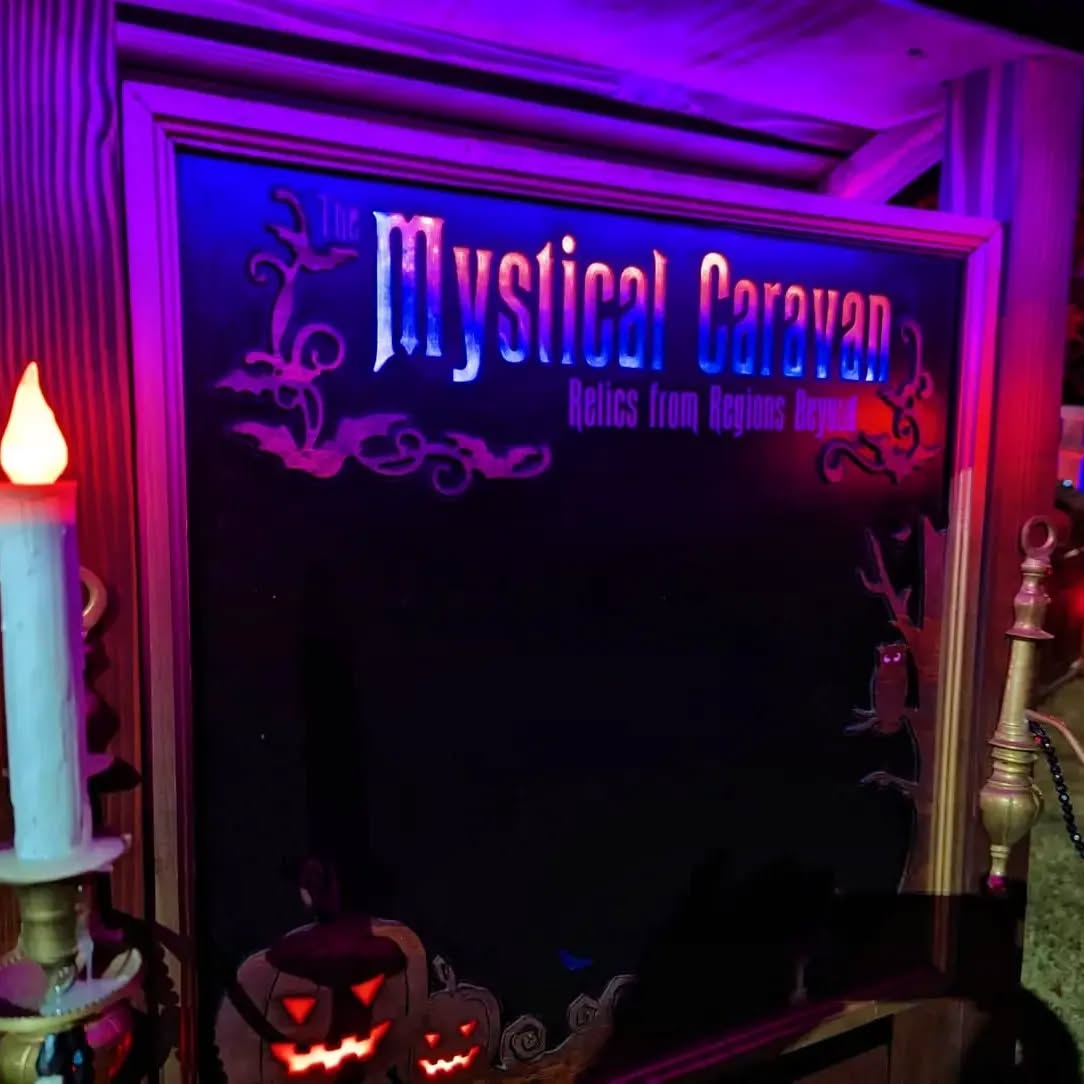Something wicked this way comes ... Our ghosts are assembling for Friday the 13th ! #themysticalcaravan #mysticalcaravan #haunted #hauntedmansion #massapequa #halloween #halloween2023 #ghosts #madameleota #pumpkin